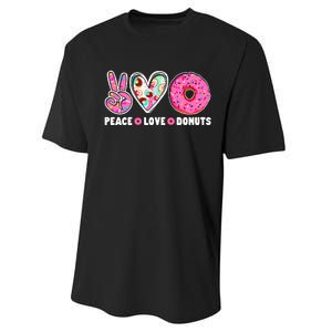 Funny Doughnut Day Donut Lover Peace Love Donuts Boy Girl Performance Sprint T-Shirt