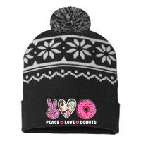 Funny Doughnut Day Donut Lover Peace Love Donuts Boy Girl USA-Made Snowflake Beanie