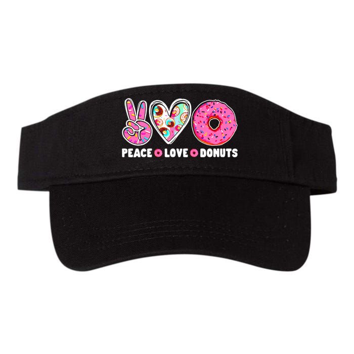 Funny Doughnut Day Donut Lover Peace Love Donuts Boy Girl Valucap Bio-Washed Visor