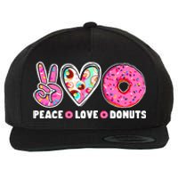 Funny Doughnut Day Donut Lover Peace Love Donuts Boy Girl Wool Snapback Cap