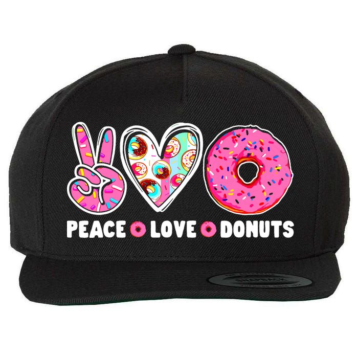 Funny Doughnut Day Donut Lover Peace Love Donuts Boy Girl Wool Snapback Cap