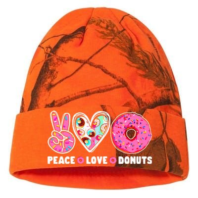 Funny Doughnut Day Donut Lover Peace Love Donuts Boy Girl Kati Licensed 12" Camo Beanie