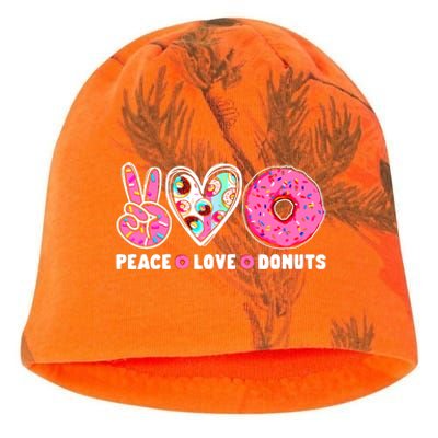 Funny Doughnut Day Donut Lover Peace Love Donuts Boy Girl Kati - Camo Knit Beanie