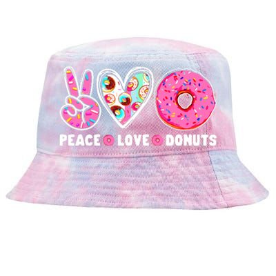 Funny Doughnut Day Donut Lover Peace Love Donuts Boy Girl Tie-Dyed Bucket Hat