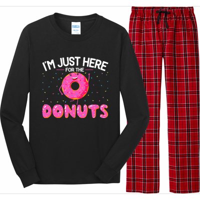 Funny Doughnut Donut Lover Im Just Here For The Donuts Long Sleeve Pajama Set