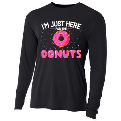 Funny Doughnut Donut Lover Im Just Here For The Donuts Cooling Performance Long Sleeve Crew