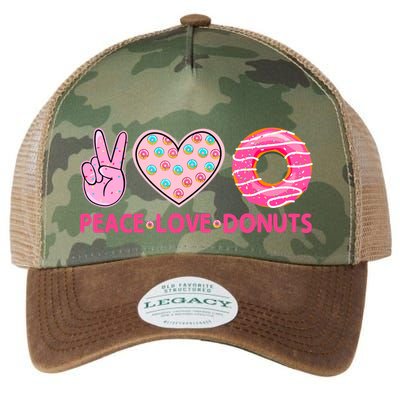 Funny Doughnut Donut Lover Peace Love Donuts Themed Legacy Tie Dye Trucker Hat