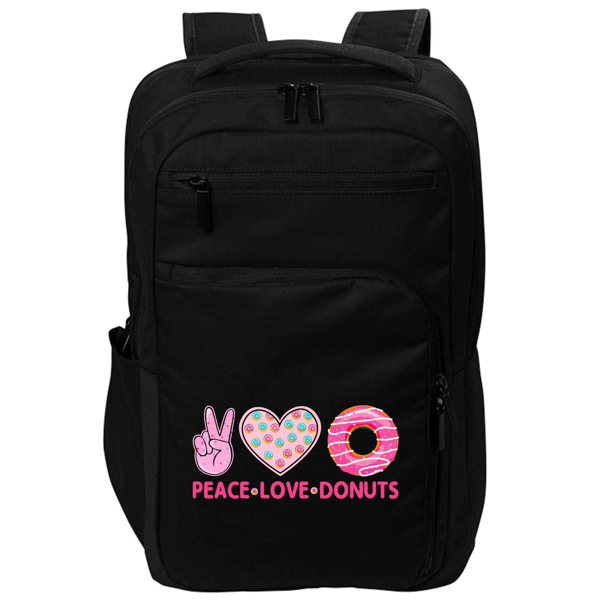 Funny Doughnut Donut Lover Peace Love Donuts Themed Impact Tech Backpack
