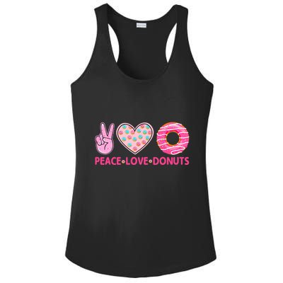 Funny Doughnut Donut Lover Peace Love Donuts Themed Ladies PosiCharge Competitor Racerback Tank