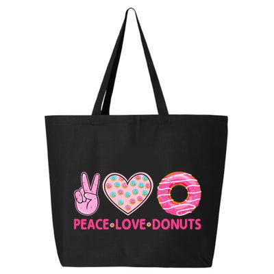Funny Doughnut Donut Lover Peace Love Donuts Themed 25L Jumbo Tote
