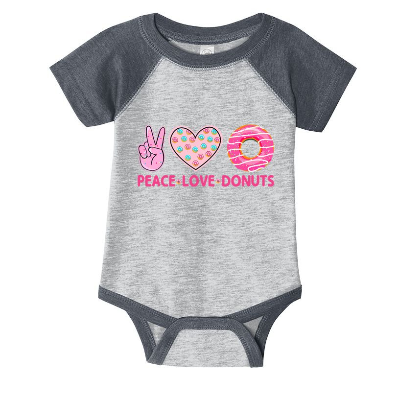 Funny Doughnut Donut Lover Peace Love Donuts Themed Infant Baby Jersey Bodysuit