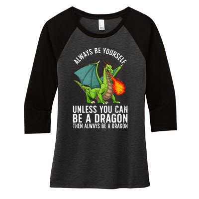 Funny Dragon Design For Men Women Kids Fantasy Dragon Lover Women's Tri-Blend 3/4-Sleeve Raglan Shirt