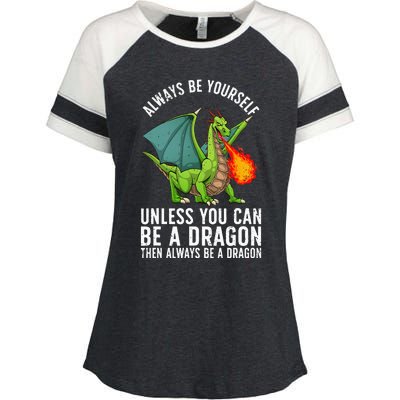 Funny Dragon Design For Men Women Kids Fantasy Dragon Lover Enza Ladies Jersey Colorblock Tee