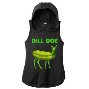 Funny Dill Doe Women Deer Green Dill Pickle Veggie Lover Ladies PosiCharge Tri-Blend Wicking Draft Hoodie Tank