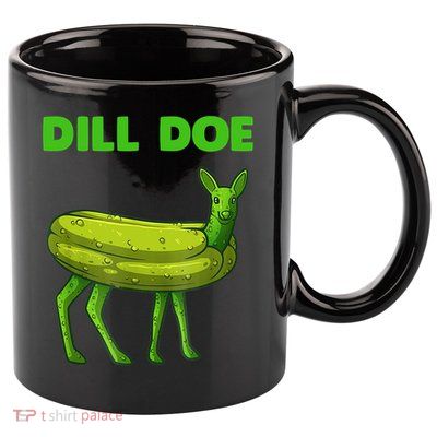 Funny Dill Doe Women Deer Green Dill Pickle Veggie Lover 11oz C Handle Ceramic Mug
