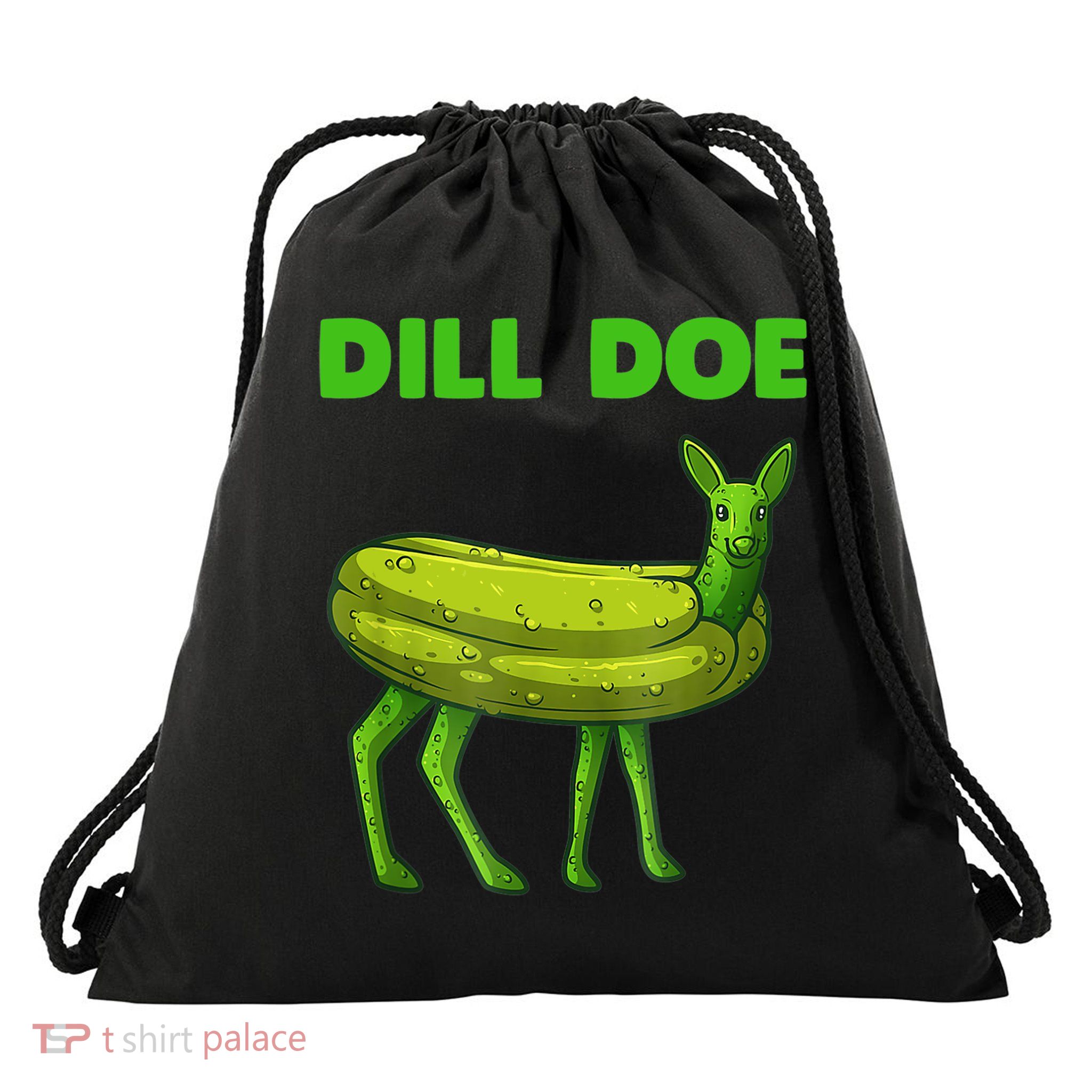 Funny Dill Doe Women Deer Green Dill Pickle Veggie Lover Drawstring Bag