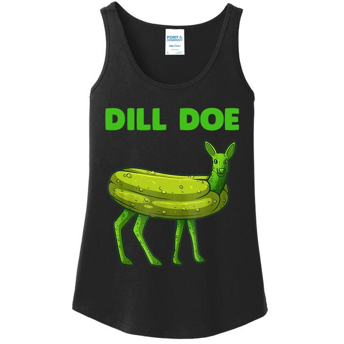 Funny Dill Doe Women Deer Green Dill Pickle Veggie Lover Ladies Essential Tank