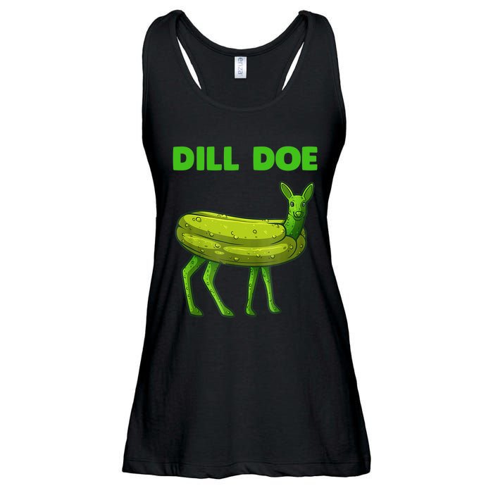 Funny Dill Doe Women Deer Green Dill Pickle Veggie Lover Ladies Essential Flowy Tank