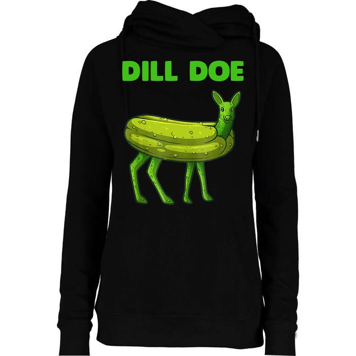 Funny Dill Doe Women Deer Green Dill Pickle Veggie Lover Womens Funnel Neck Pullover Hood