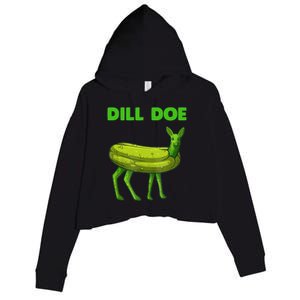 Funny Dill Doe Women Deer Green Dill Pickle Veggie Lover Crop Fleece Hoodie