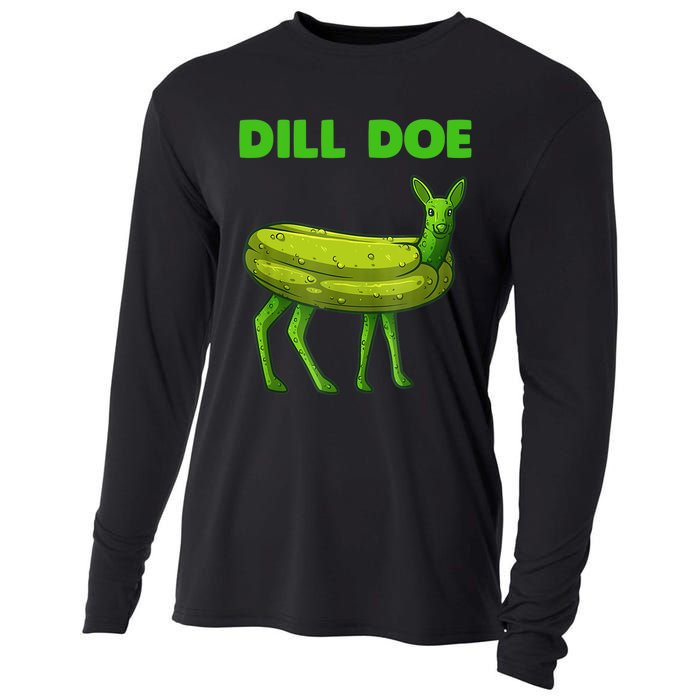 Funny Dill Doe Women Deer Green Dill Pickle Veggie Lover Cooling Performance Long Sleeve Crew