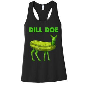 Funny Dill Doe Women Deer Green Dill Pickle Veggie Lover Women's Racerback Tank