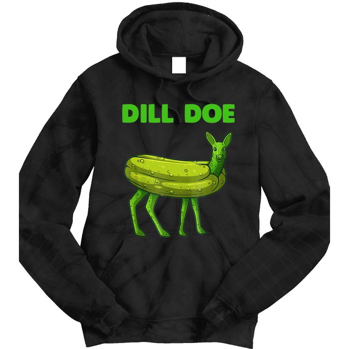 Funny Dill Doe Women Deer Green Dill Pickle Veggie Lover Tie Dye Hoodie