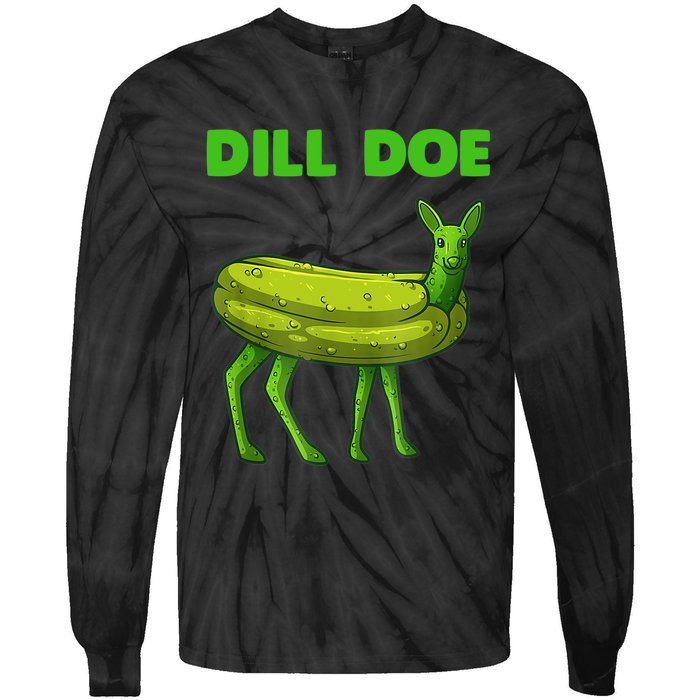 Funny Dill Doe Women Deer Green Dill Pickle Veggie Lover Tie-Dye Long Sleeve Shirt