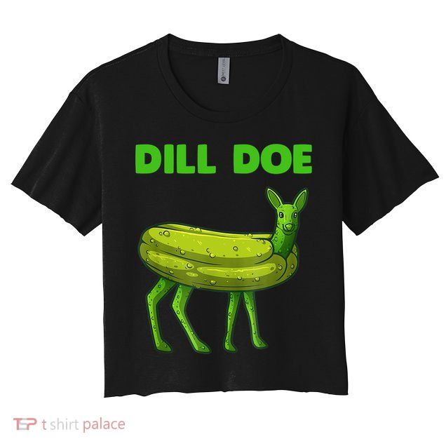 Funny Dill Doe Women Deer Green Dill Pickle Veggie Lover Crop Top