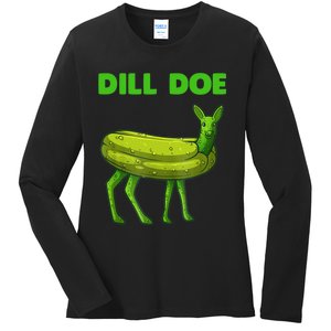 Funny Dill Doe Women Deer Green Dill Pickle Veggie Lover Ladies Long Sleeve Shirt