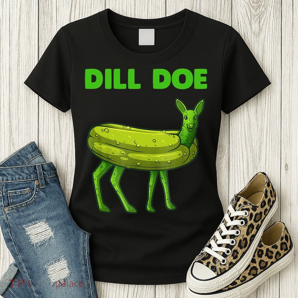 Funny Dill Doe Women Deer Green Dill Pickle Veggie Lover Womens T-Shirt