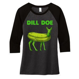 Funny Dill Doe Women Deer Green Dill Pickle Veggie Lover Women's Tri-Blend 3/4-Sleeve Raglan Shirt