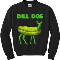 Funny Dill Doe Women Deer Green Dill Pickle Veggie Lover Kids Sweatshirt