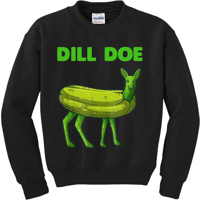 Funny Dill Doe Women Deer Green Dill Pickle Veggie Lover Kids Sweatshirt