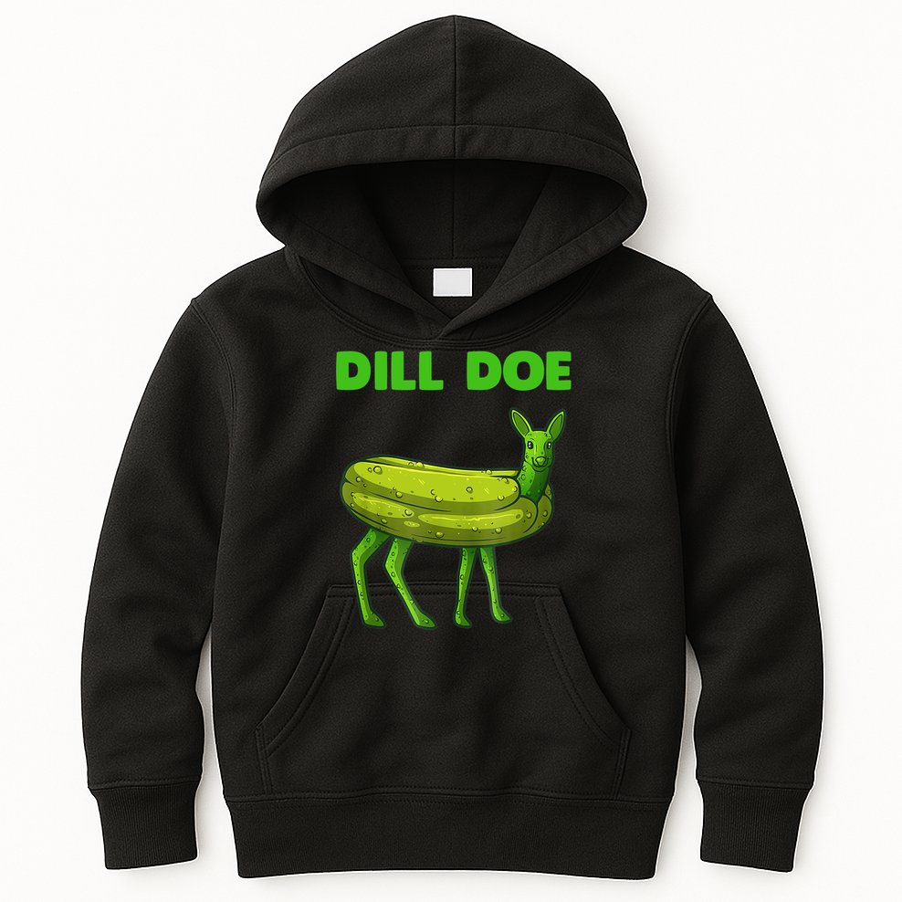 Funny Dill Doe Women Deer Green Dill Pickle Veggie Lover Kids Hoodie
