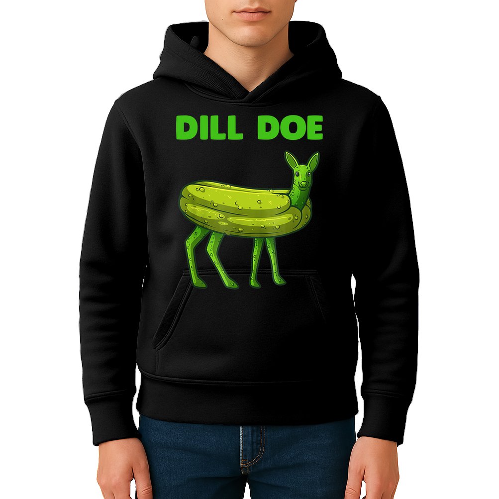 Funny Dill Doe Women Deer Green Dill Pickle Veggie Lover Kids Hoodie