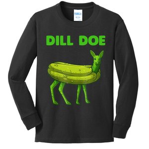 Funny Dill Doe Women Deer Green Dill Pickle Veggie Lover Kids Long Sleeve Shirt