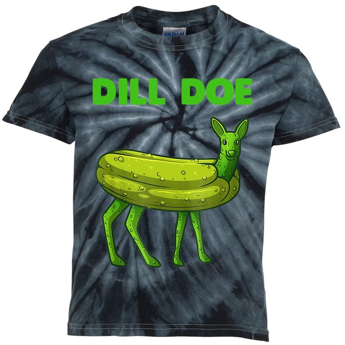 Funny Dill Doe Women Deer Green Dill Pickle Veggie Lover Kids Tie-Dye T-Shirt