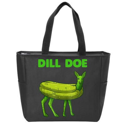 Funny Dill Doe Women Deer Green Dill Pickle Veggie Lover Zip Tote Bag