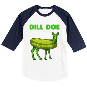 Funny Dill Doe Women Deer Green Dill Pickle Veggie Lover Baseball Sleeve Shirt