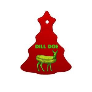 Funny Dill Doe Women Deer Green Dill Pickle Veggie Lover Ceramic Tree Ornament