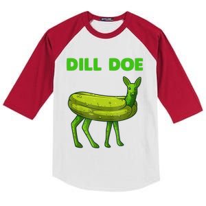 Funny Dill Doe Women Deer Green Dill Pickle Veggie Lover Kids Colorblock Raglan Jersey