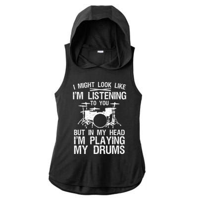 Funny Drummer Design Drumline Drumming Drummer Ladies PosiCharge Tri-Blend Wicking Draft Hoodie Tank