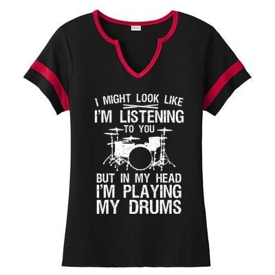 Funny Drummer Design Drumline Drumming Drummer Ladies Halftime Notch Neck Tee