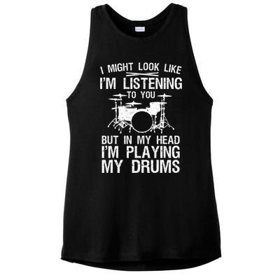 Funny Drummer Design Drumline Drumming Drummer Ladies PosiCharge Tri-Blend Wicking Tank