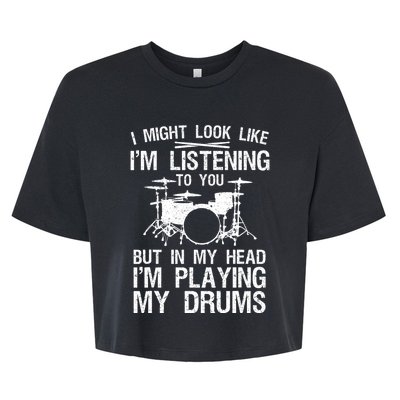 Funny Drummer Design Drumline Drumming Drummer Bella+Canvas Jersey Crop Tee