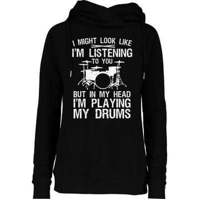 Funny Drummer Design Drumline Drumming Drummer Womens Funnel Neck Pullover Hood