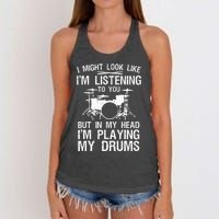 Funny Drummer Design Drumline Drumming Drummer Women's Knotted Racerback Tank