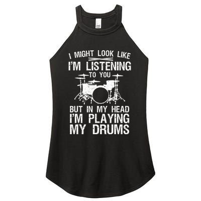 Funny Drummer Design Drumline Drumming Drummer Women's Perfect Tri Rocker Tank