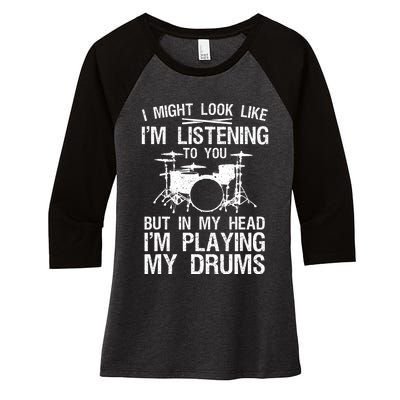 Funny Drummer Design Drumline Drumming Drummer Women's Tri-Blend 3/4-Sleeve Raglan Shirt